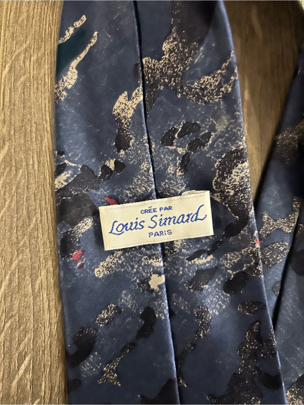 Louis Simard Paris Blue Abstract Silk Tie